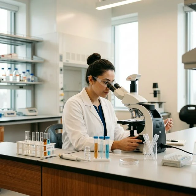 Lab scientist performing batch testing